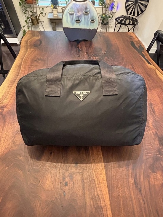 Prada Handbags - Prada Black Nylon Satchel with Triangle Logo
